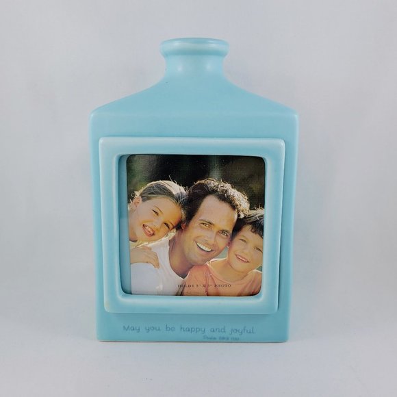 Scripture Photo Vase DaySpring Happy Jeanne Winters Teal Ceramic 2008 Psalm 68:3 - Picture 2 of 10